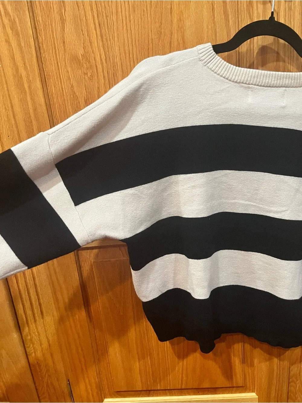 J. CREW Striped Black and White Knit Crew Neck Sweater